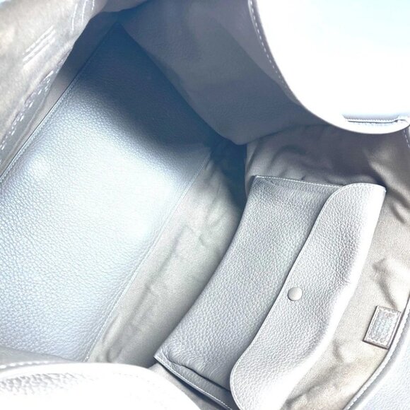 HERMES Punching H logo Hood Tote Bag Duffle Bag Hand Bag Leather/Canvas gray - Picture 10 of 11